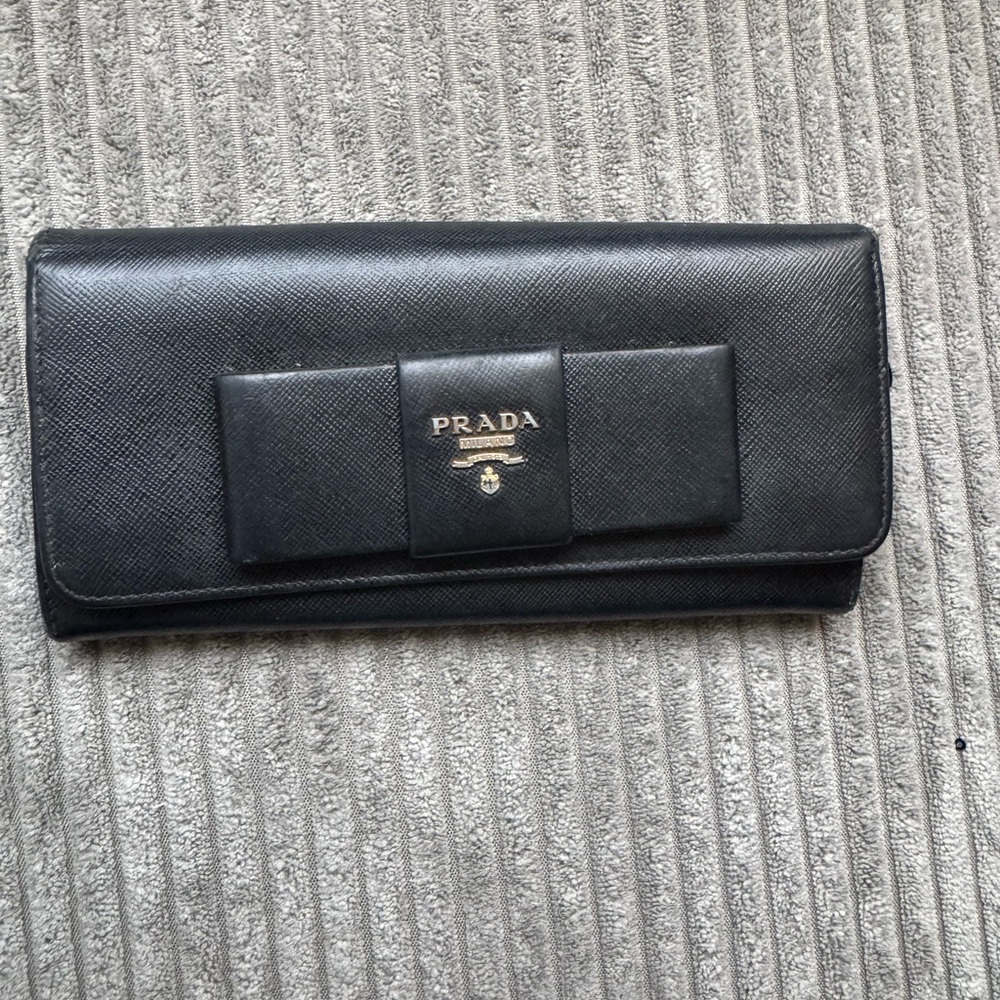 Prada Authentic Black Leather with Gold Detail